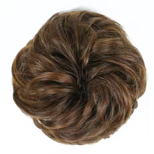 Azqueen Synthetic Messy Bun Chignon Donut Gary Brown Color Hair Bun Pad Elastic Hair Rope Rubber Band Hair Extensions - Image 36