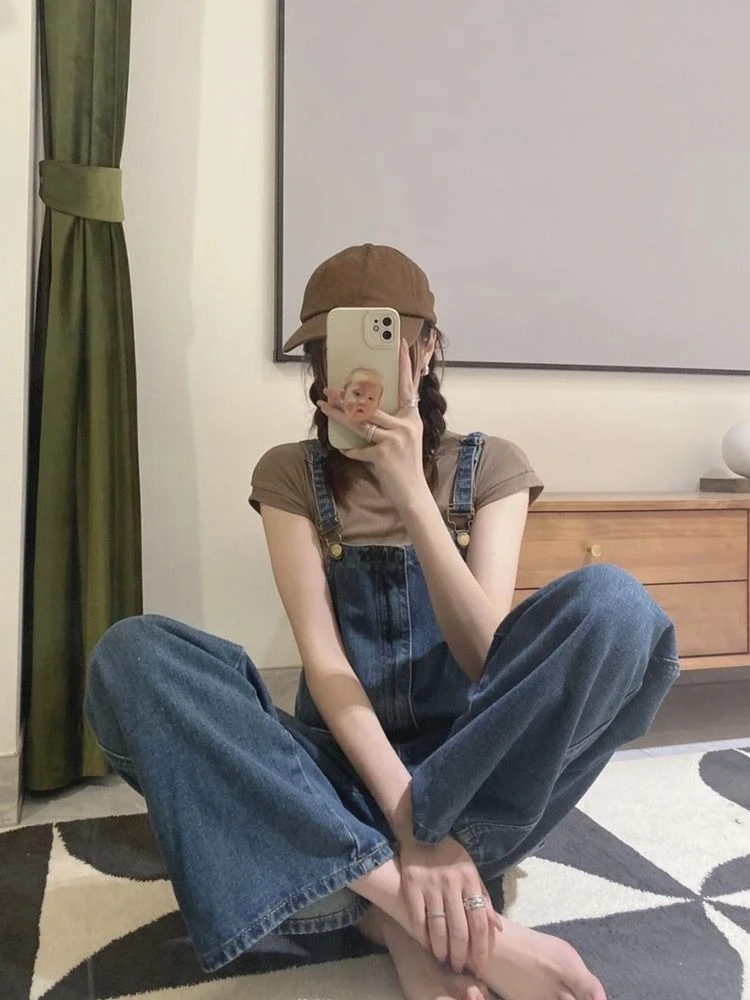 Women Denim Jumpsuit Overalls Designer Style Stylish 2026 Spring Autumn New Arrival Youthful Chic Slimming American Retro