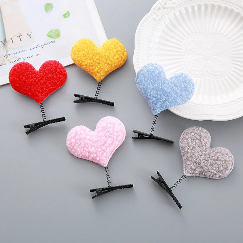 

1 Piece Cartoon Funny Kids 3D Love Heart Plush Hair Cards Fashionable And Cute Women's Accessories Headdresses