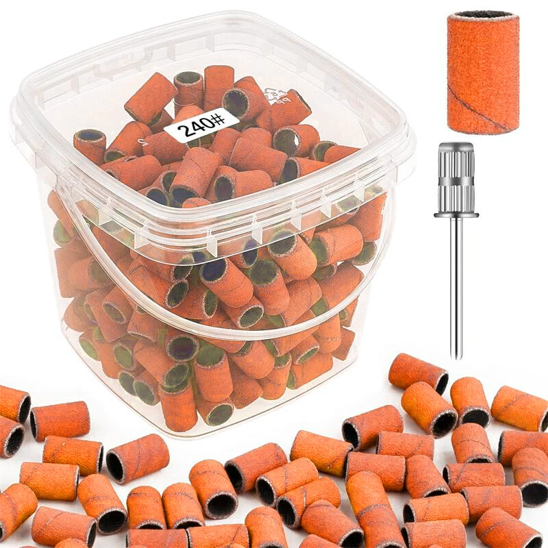 200 bandas de lijado negras para decoración de uñas. # Banda de grano 240 con 2 soportes para brocas de uñas para accesorios de manicura y pedicura