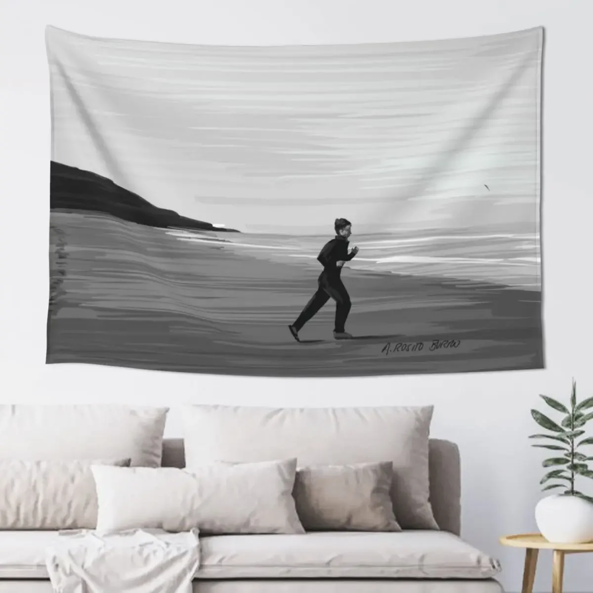 Francois Truffaut - 400 Blows / 400 coups Ending Illustration Tapestry Room Decorations Aesthetics For Bedroom Tapestry