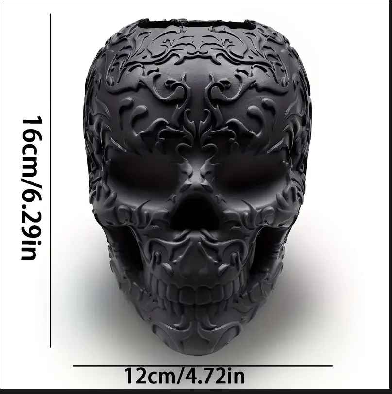 1pcs Halloween Skull Eyebrow Brush Holder: Made of Resin for Indoor and Outdoor Use, Pen Holder Storage Decorative Crafts