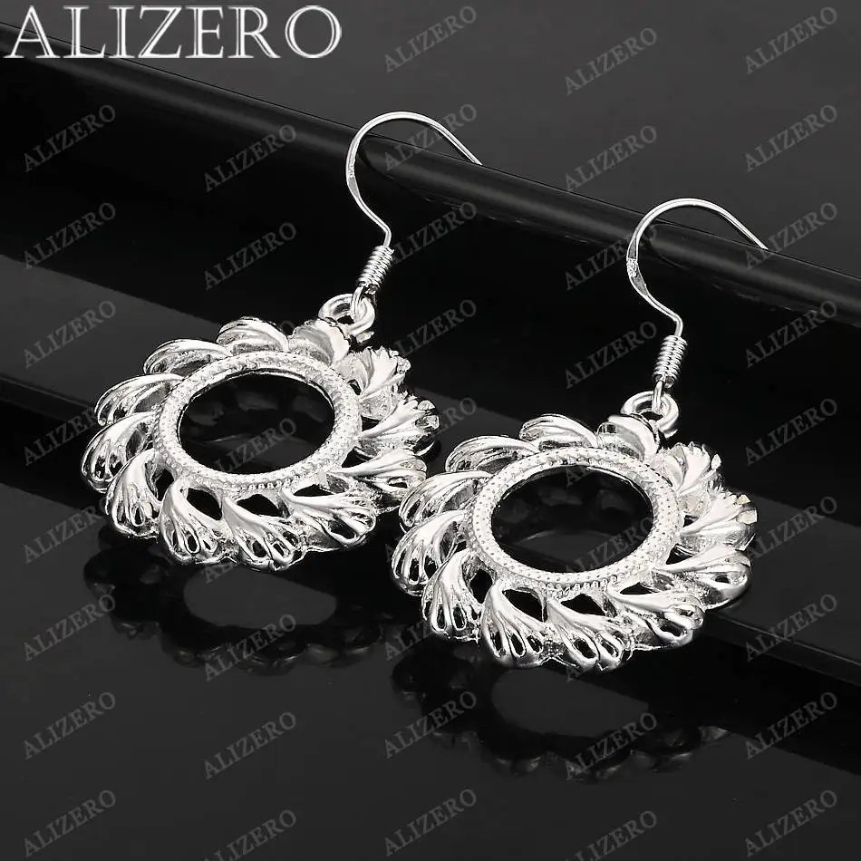 

925 Sterling Silver Round Drop Earrings For Women Wedding Engagement Party Jewelry Lady Fashion Accessories