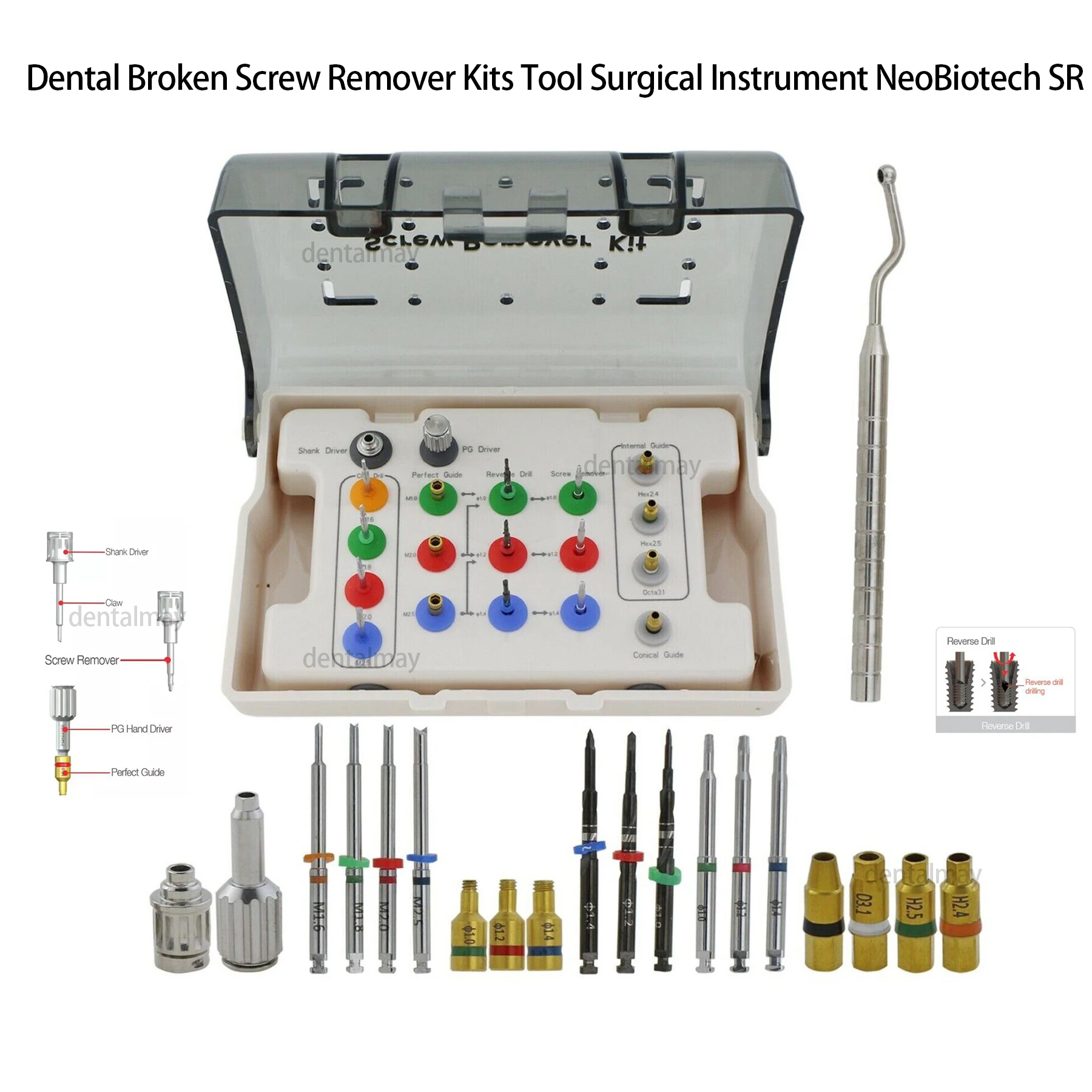 

Dental Implant Broken Screw Remover Kit Claw Reverse Drill Surgical Tool Instrument NeoBiotech SR