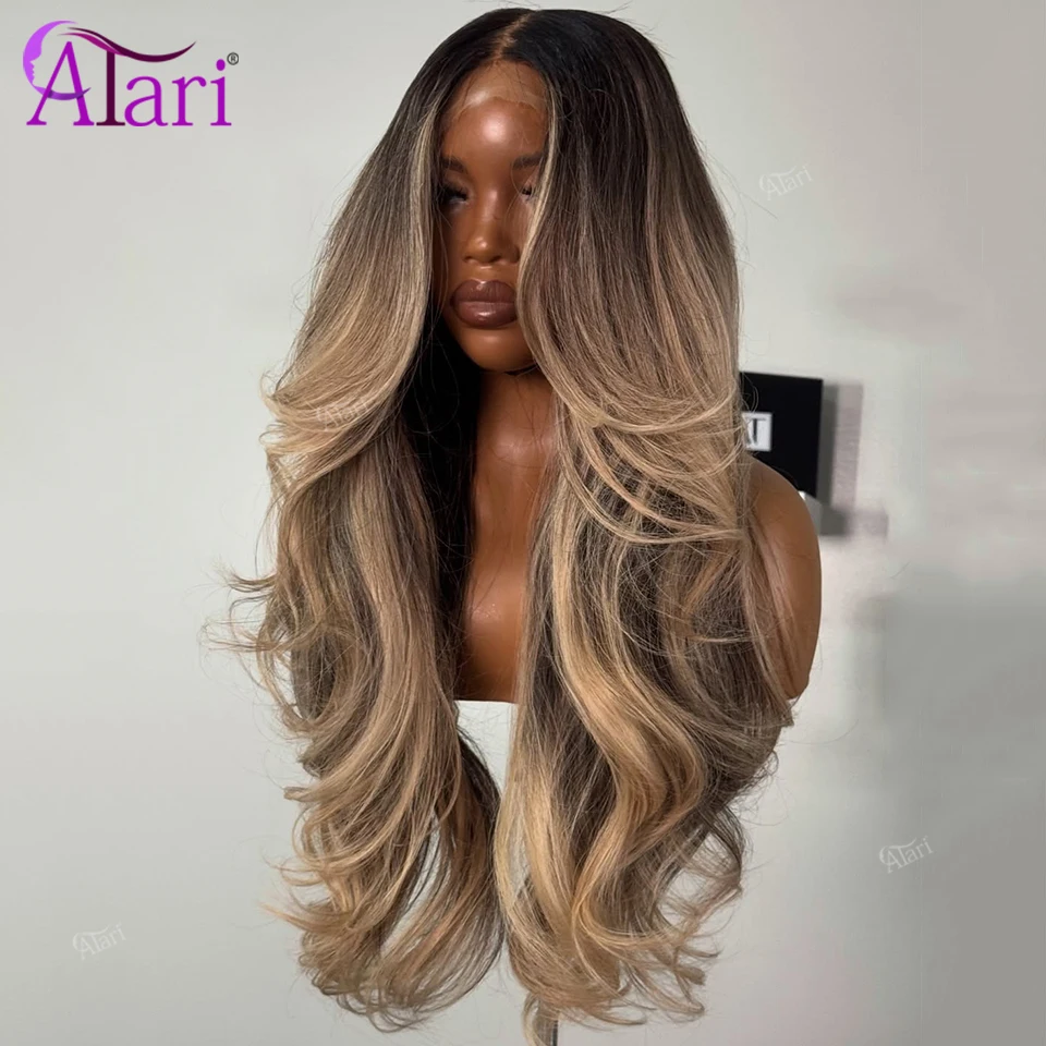 Braune aschgraue 13x4 Lace Front Body Wave brasilianische Perücke transparente Highlight Blonde 13x6 Lace Frontal Echthaar Perücken Pre Pluck – Detail 3
