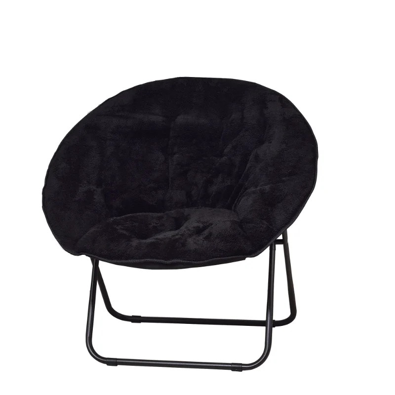 Plush Saucer Chair, Black,Durable steel frame,Portable and easy to move