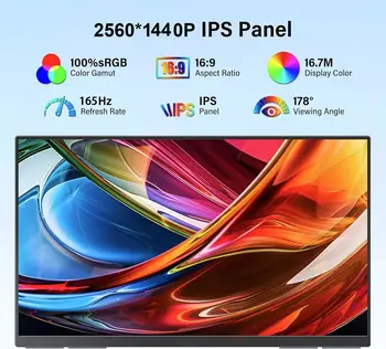 AHXJKA 24,5palcový přenosný monitor 165Hz 100sRGB 2K herní telefon mobilní notebook rozšiřující druhá obrazovka pro Steam/PS4/5/TV/XBox 10 nejlepší prodej 24palcový přenosný monitor - №3