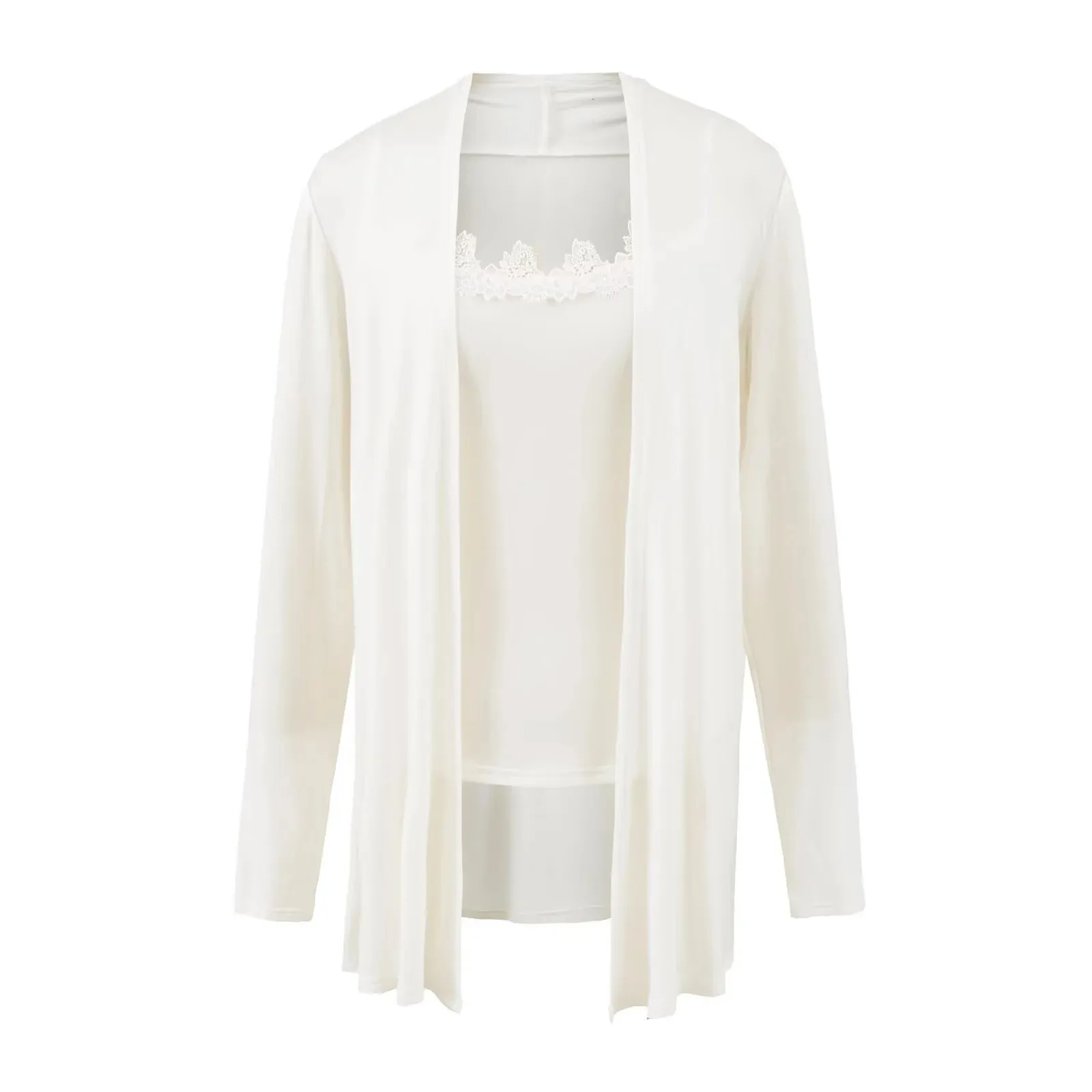 Novo coreano mangá moda figura camisola sexy conjuntos de duas peças topo para as mulheres outono novo colete de renda manga longa cardigan jaqueta ek3f