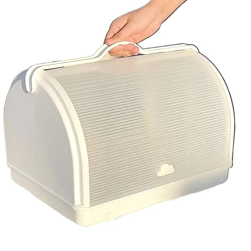 Dust-Proof Lid Tea Set Draining Tray Home Office Desk Organizer Box Tableware Storage Rack Cup Holder for Kitchen & Office