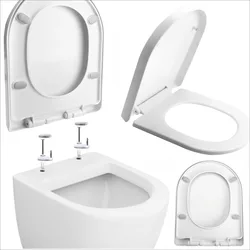 White Toilet Seat Slow Close Adjustable Hinges Easy To Install & Clean Soft Close Toilet Seat For Bathroom Fixture Toilet Parts