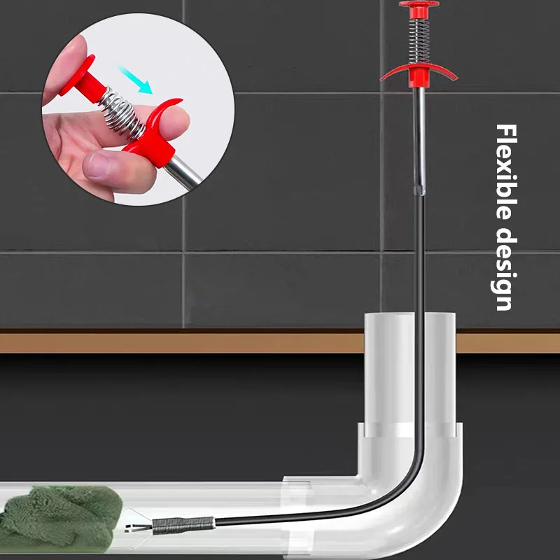 60cm dýmka dredge nářadí jaro drenáž úklid tyčinka clogging čistič kolíček díra odstraňovač domácnost kuchyň klesnout úklid hák
