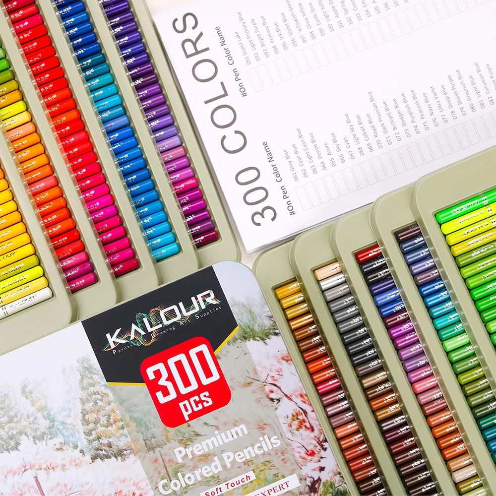 Imagem -03 - Lápis Coloridos para Livros de Colorir Adultos Núcleo Macio 300 Cores Esboçando Lápis de Desenho Artesanato Suprimentos