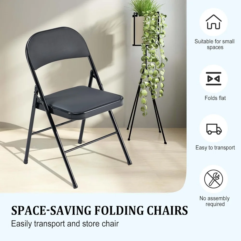 10 Pack Black Folding Chairs with Padded Cushion and Back, Foldable Outdoor Chairs with 330-LBS Capacity, Customized image 5
