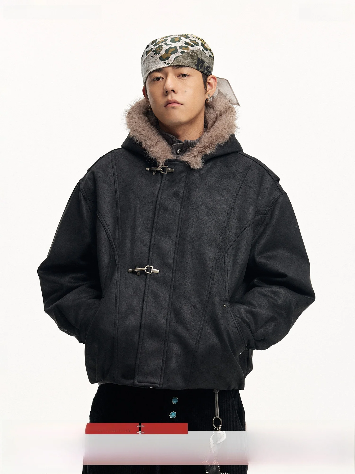 

CoosRetro Американская ретро-куртка мужская с капюшоном и меховым воротником, из кожи Aircrt Bule, свободного кроя, модная верхняя одежда, зимняя теплая молодежная куртка