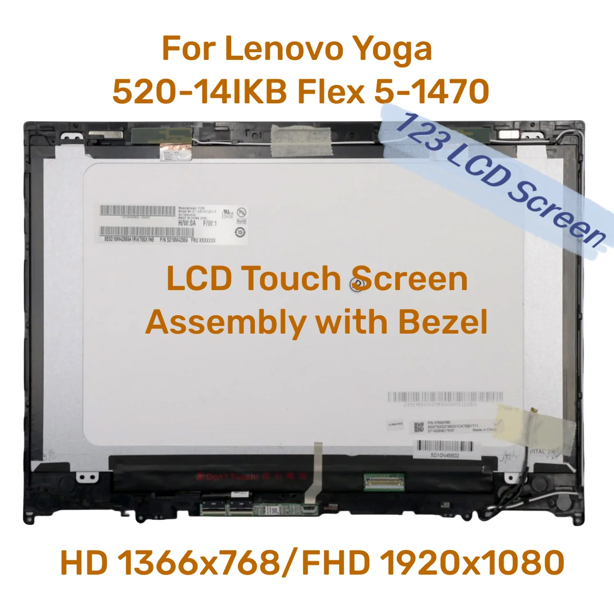 

Genuine 14.0 For Lenovo Yoga 520-14 80X8 80ym 520-14IKB LCD Screen Display Touch Digitizer Assembly Fru 5D10N45603 5D10N4560