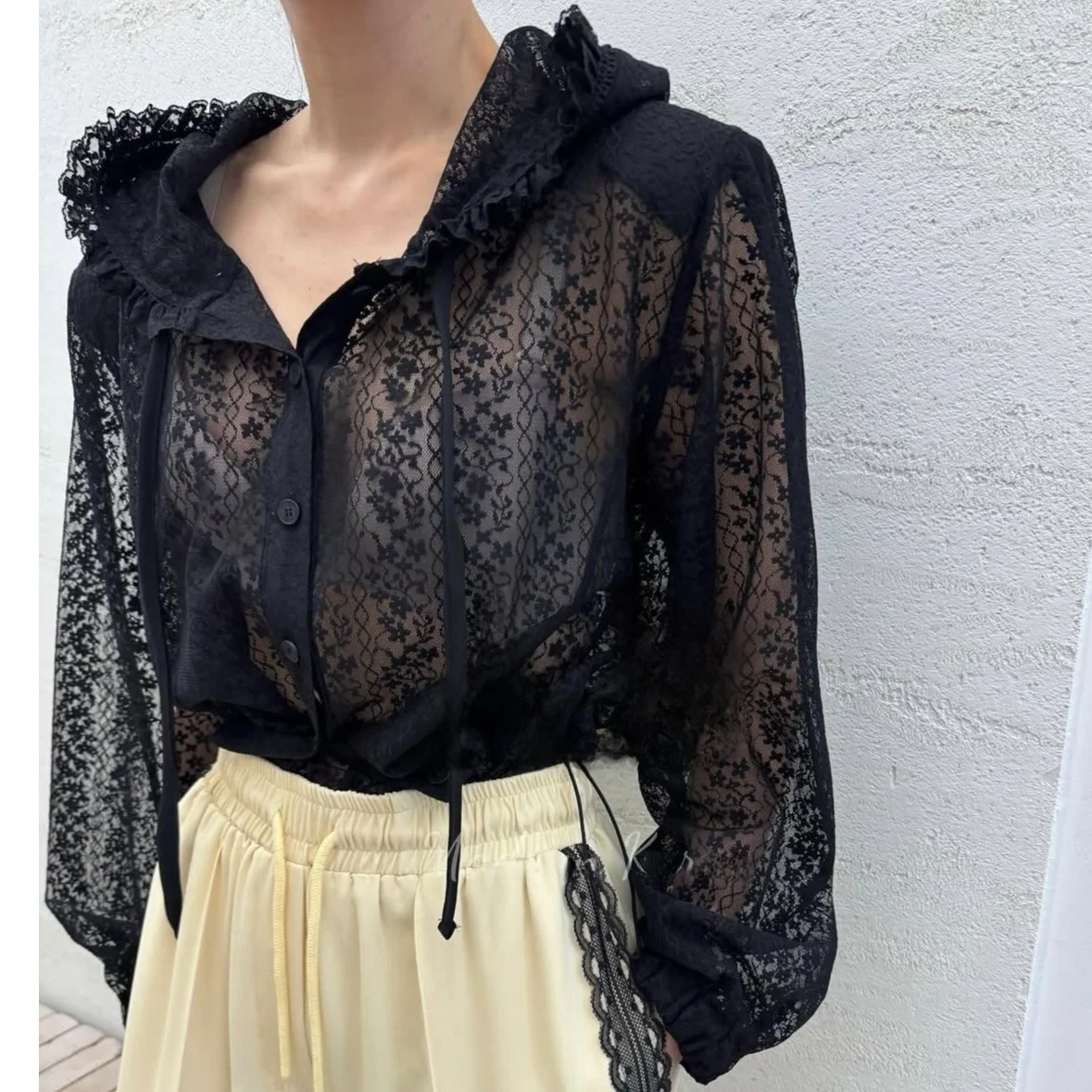 

Sweet Style Summer New Fashionable Versatile Anti-Aging Unique Floral Hooked Hat Thin Sun Protection Outerwear Women's Top