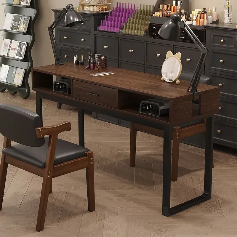 

Wooden Designer Manicure Table Organizer Salon High Quality Waterproof Nail Desk Cleaning Simple Nagel Tisch Salon Furniture