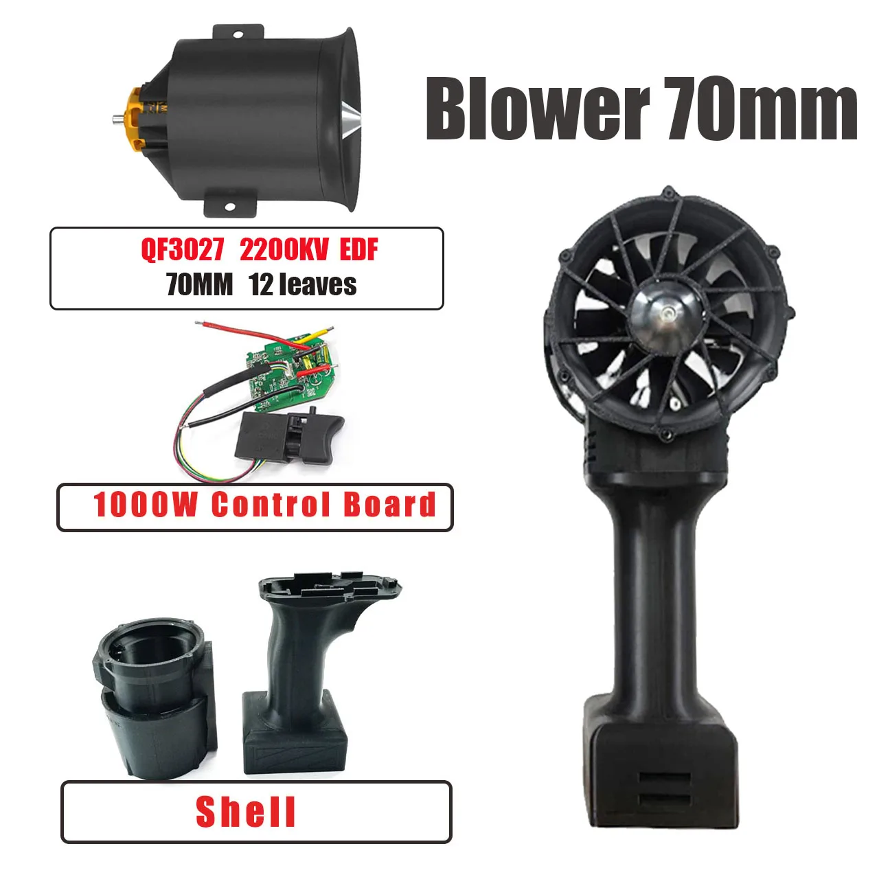 Ventilador potente turbo portátil QX-MFLU de 70mm para coche, soplador de eliminación de agua, nieve y polvo de alta eficiencia