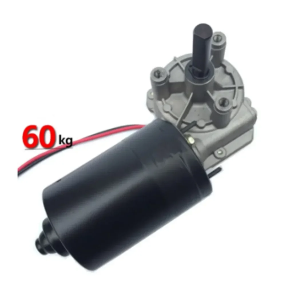 Motor de CC de 12V/24V con tornillo sin fin autoblocante, 10-70 RPM, 60W, eje de turbina de cobre con ranura para llave, para lavadora con capacidad de 60 kg