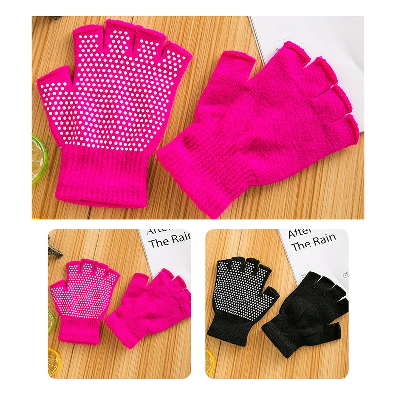 

1 пара спортивных велосипедных перчаток для фитнеса с полупальцами для мужчин и женщин, нескользящие дышащие износостойкие перчатки для йоги в горошек