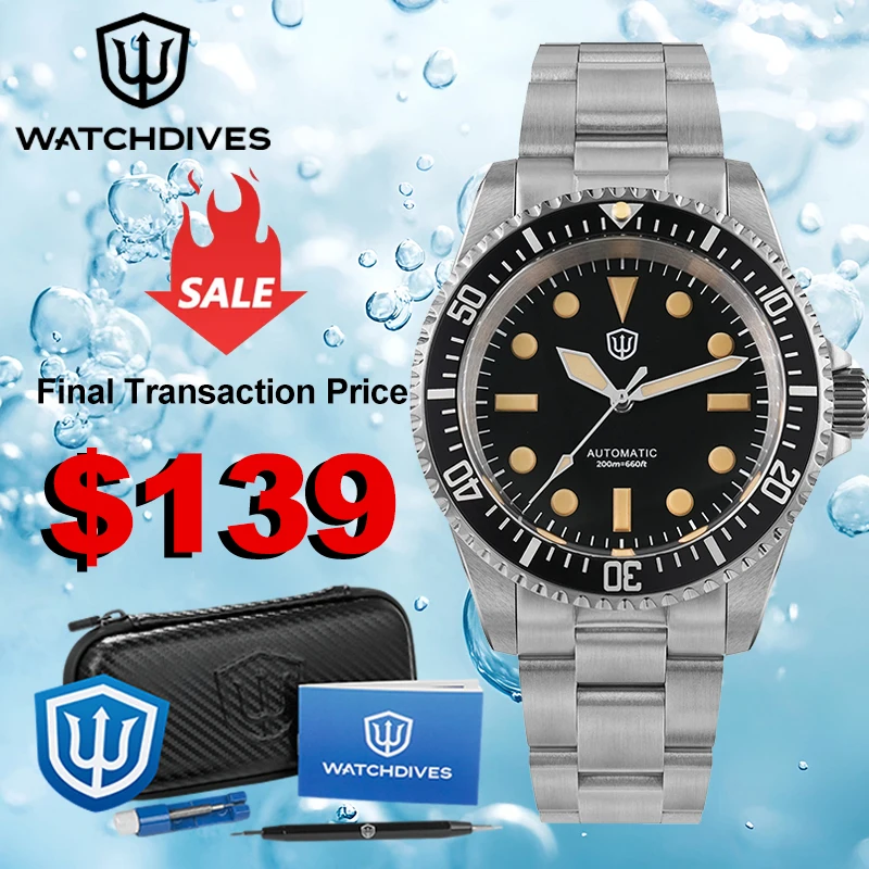 

Watchdives WD5513 V2 Часы для дайвинга 200 м Водонепроницаемые сапфировые светящиеся часы NH35 Уличные часы с автоматическим механизмом и подарочной коробкой