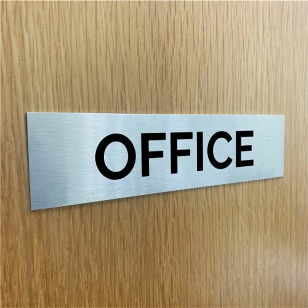 Silver Aluminium Office Department Names Sign 200mm x 75mm Self Adhesive Office Business Buliding Plaque for Different Deparment