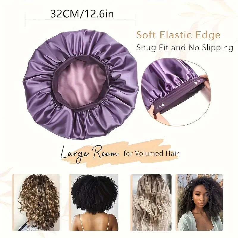 Solid Color Satin Sleep Cap, Soft Smooth Silky Night Sleeping Hat, Unisex Hair Bonnet for Night Hair Protection Daily Sleeping