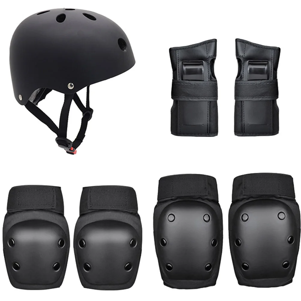 

7pcs Kids Protective Gear Set Black S Size Wrist Guards Elbow Knee Pads Skateboard Scooter Roller Skating Cycling