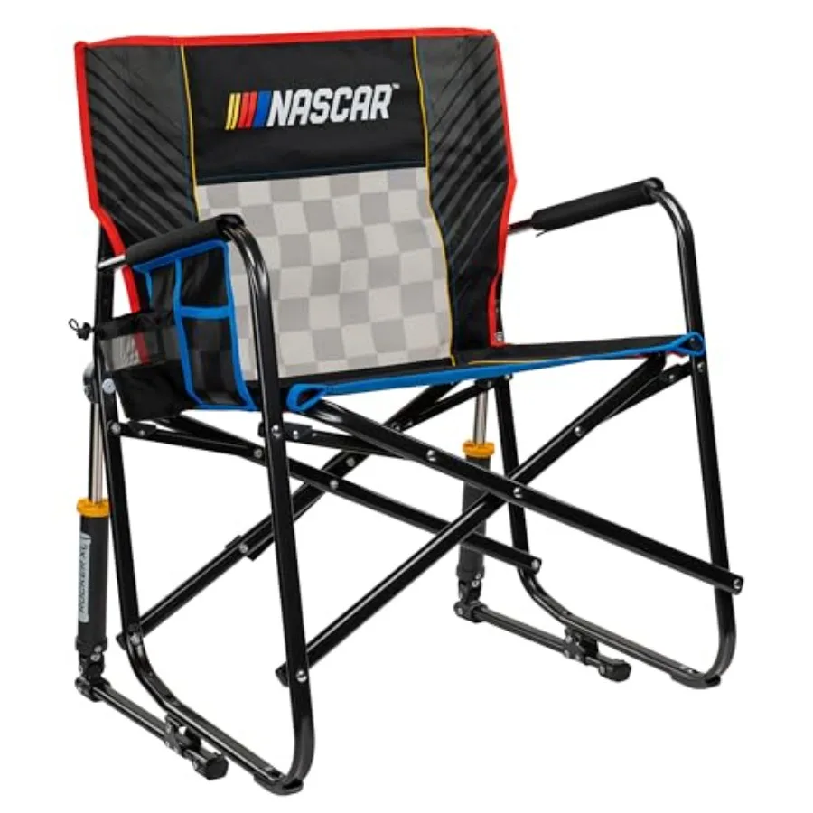 

NASCAR Freestyle XL Rocker Camping and Sideline Sports Chair Portable Folding Rocking Chair with Durable Armrests and Drink Hol