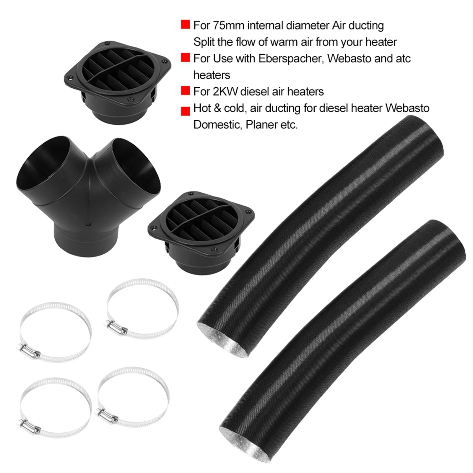 

75 мм автомобильный дизельный обогреватель, трубы, воздуховоды, комплекты выхода теплого воздуха 102114340000