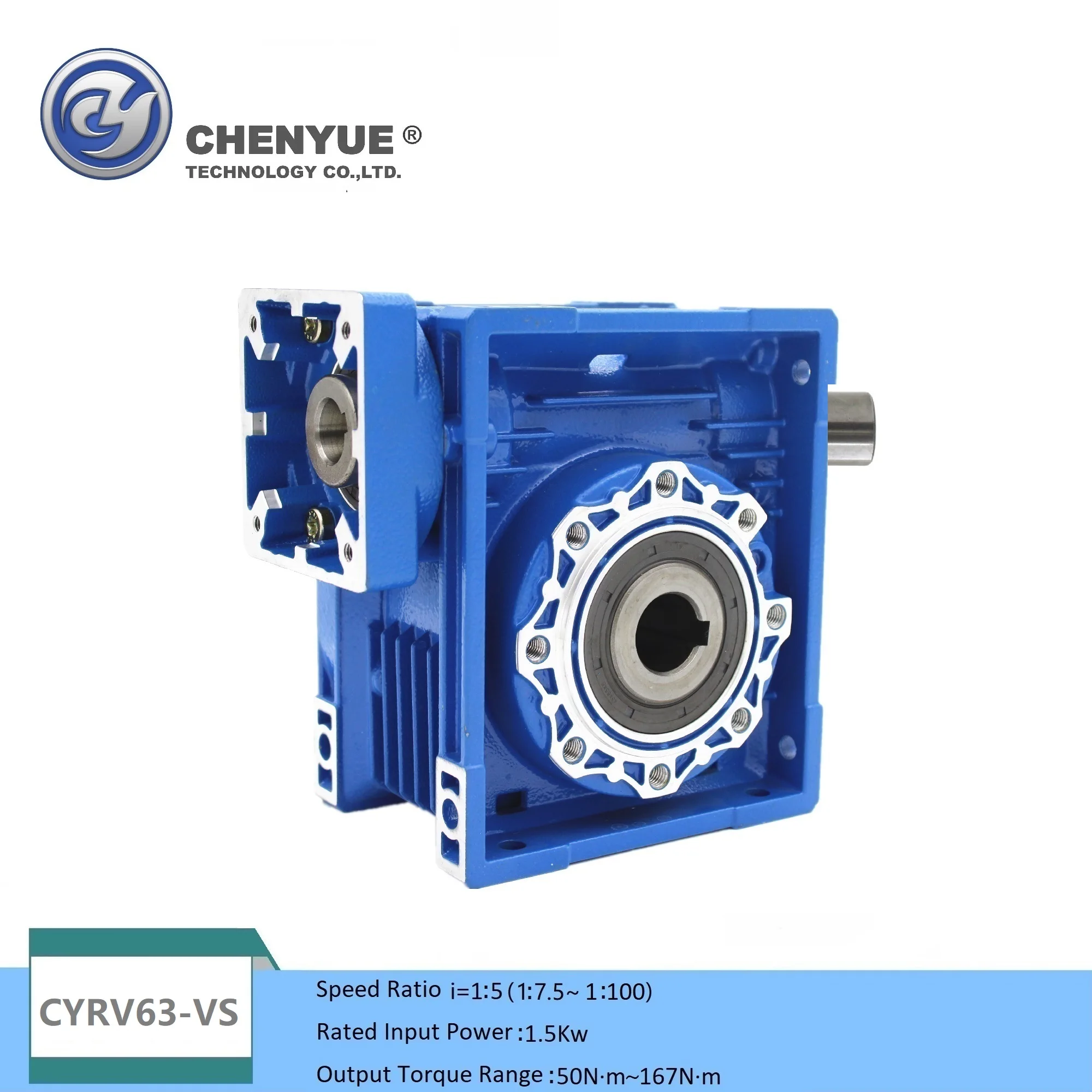 CHENYUE Free Maintenance Worm Gearbox Gear Motor NMRV63-VS Input 14/19/22/24mm Output 25mm Ratio 5:1/100:1 No need to add oil