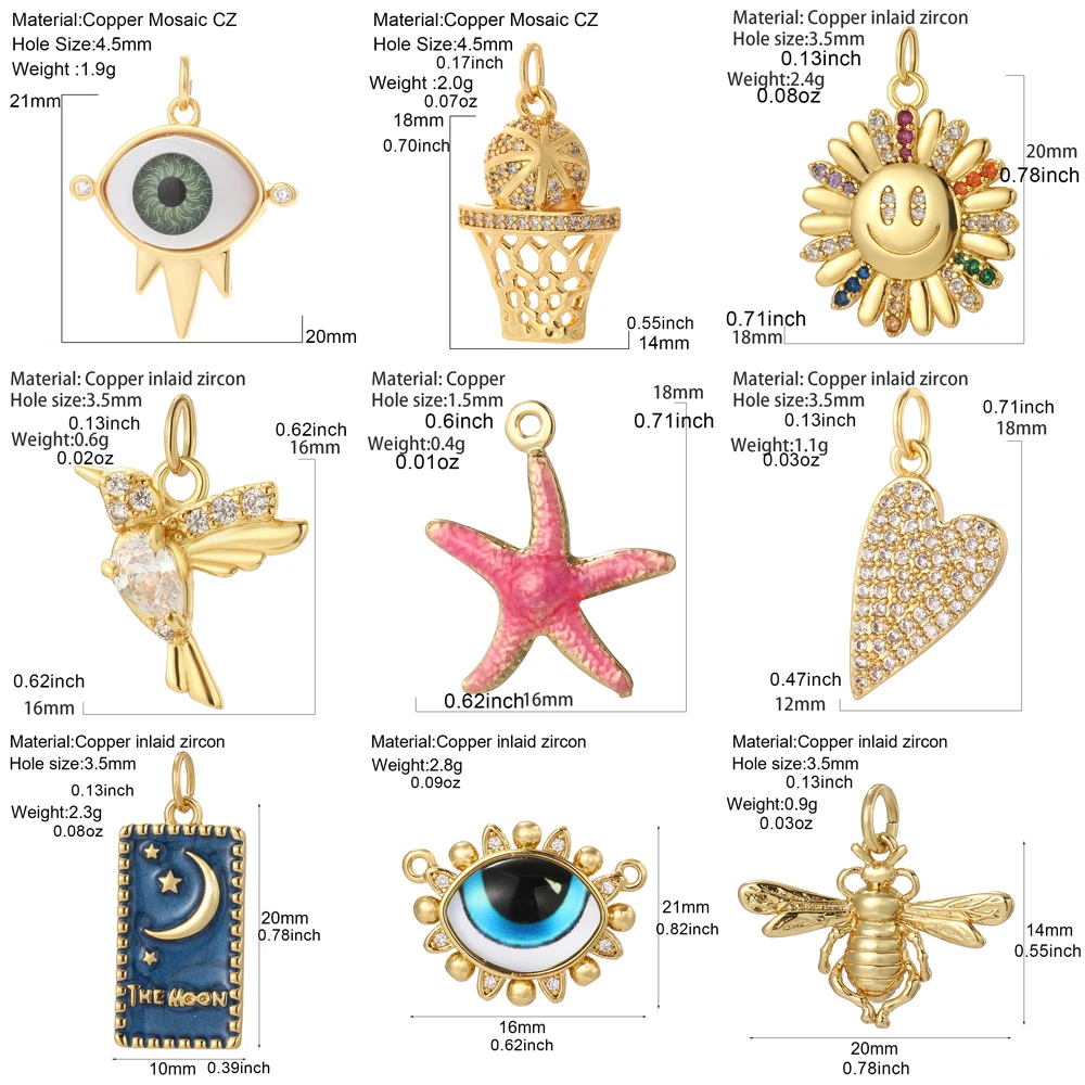 Cute Animals  Charms Diy Earrings Bracelet Necklace Accessories Gold Color Charms for Jewelry Making Supplies Designer image 2