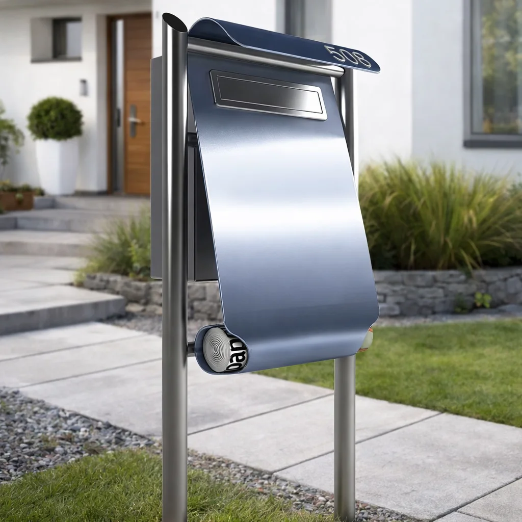 Modern Stainless Steel Outdoor Post Mounted Letterbox Weatherproof with Stand Style Garden Mailbox