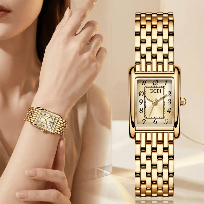 

Брендовые квадратные женские часы GEDI, роскошные женские кварцевые часы из сплава, элегантные женские часы, наручные часы, подарок, relógio feminino