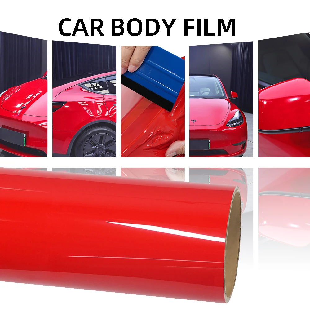 

Car Vinyl Wrap Film Glossy Red Color Auto Body Air Bubble Free Technology Decal Roll Vehicle Motorcycle Truck Kits Accessories