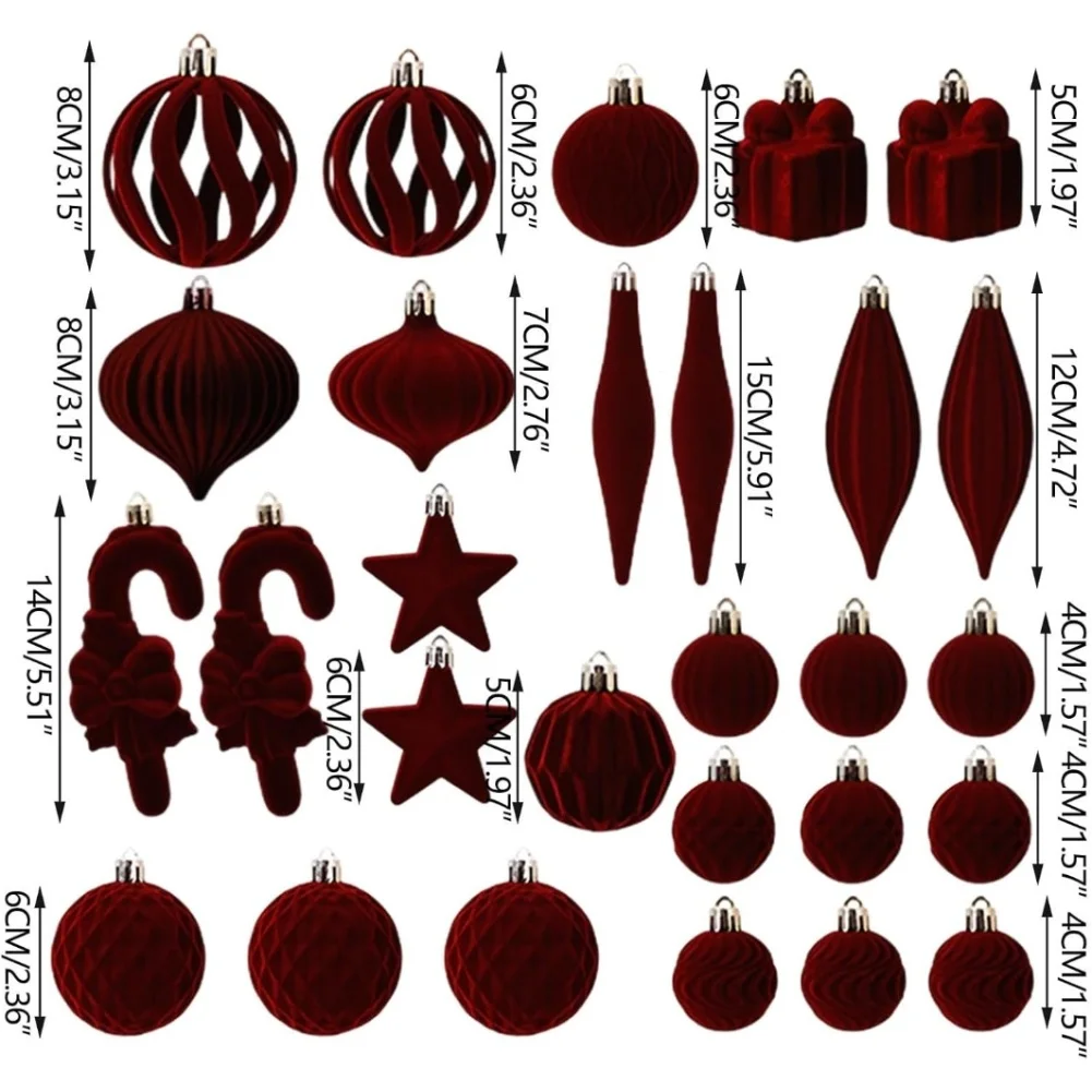

Набор из 28 бархатных елочных украшений разных стилей и цветов для украшения дома и улицы на праздники