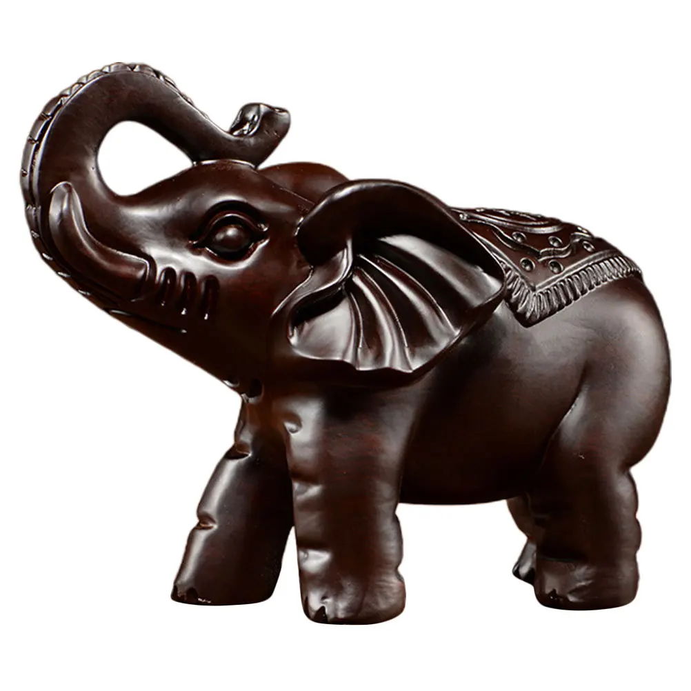 

Wooden Elephant Ornament Blackwood Carved Elephant Sculpture Home Office Desk Decoration Unique Handcraft Animal Decor