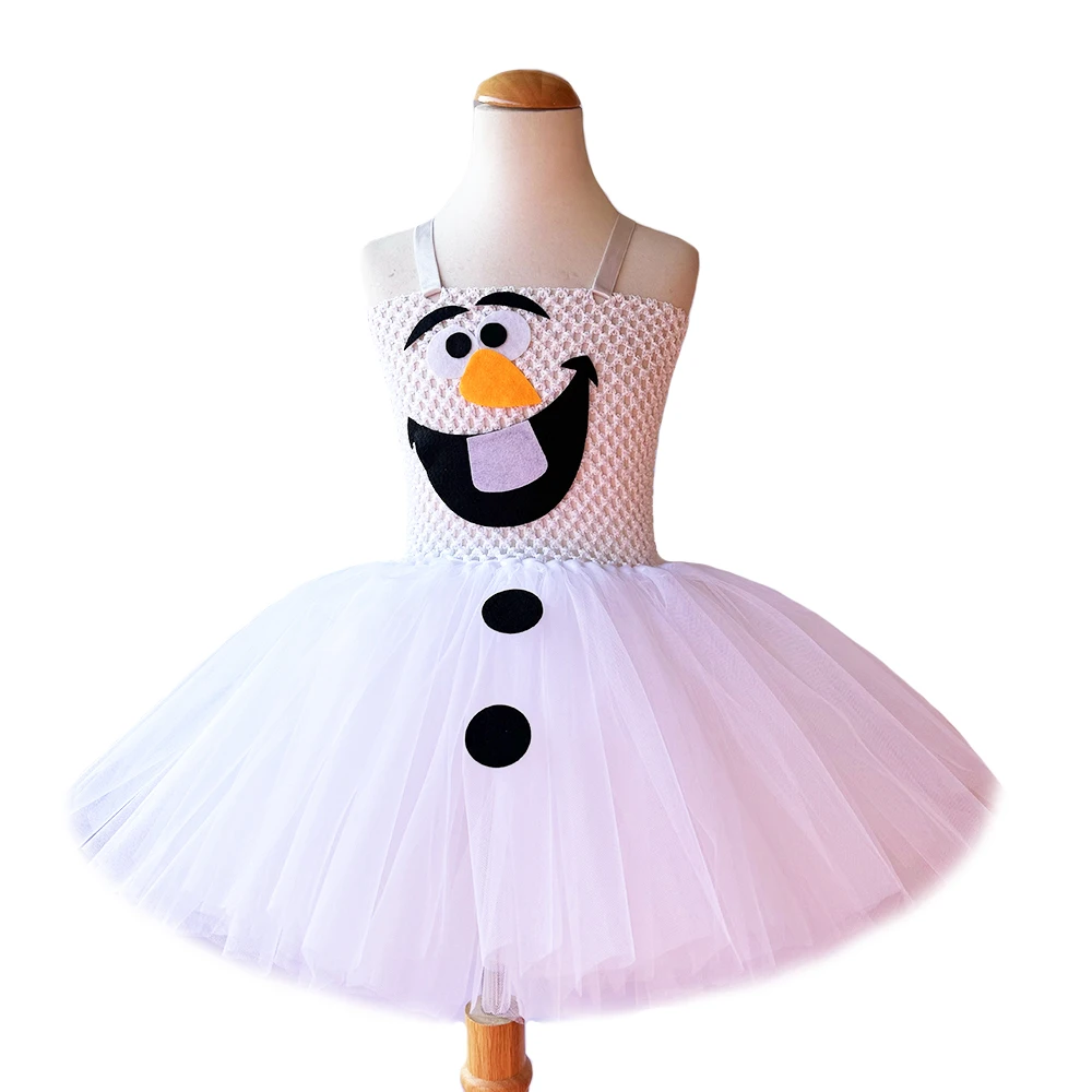 Snowman Olaf Tutu Dress for Christmas Holiday Costume for Xmas Princess Dresses Tulle Outfit Clothes