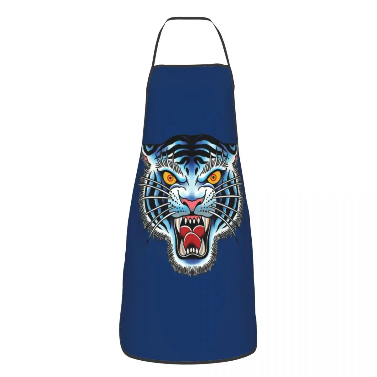 Gothic Traditional Tattoo Tiger Head Funny Apron for Men Women Unisex Kitchen Chef Bib Tablier Cuisine Cooking Baking Painting