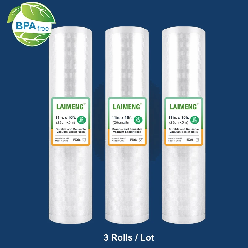 LAIMENG 3 Vacuum Sealer Rolls Vacuum Packaging Bags Film for Vacuum Packer Sealing Machine Textured Vacuum Food Storage Bag R119