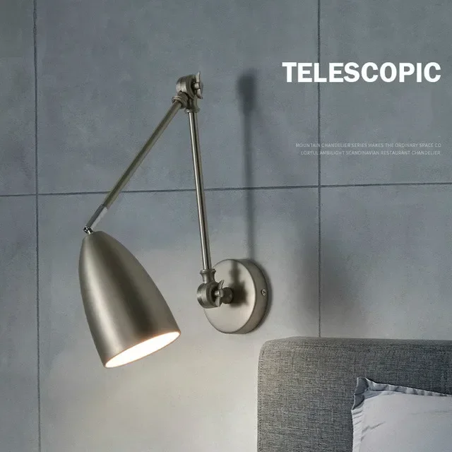 

Bedroom bedside led wall lamp creative modern simple background wall lamp Nordic retractable folding long arm study reading lamp