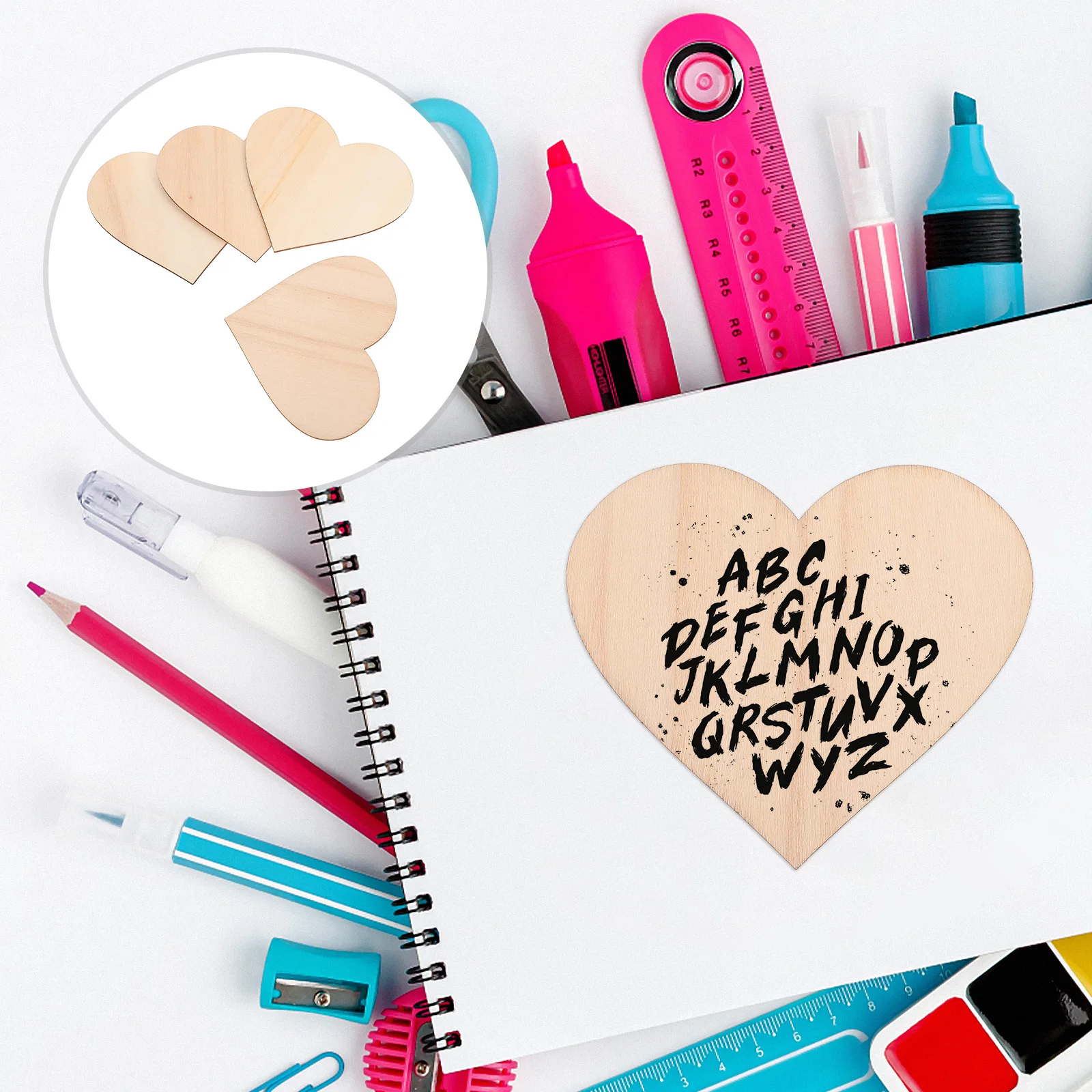 

50Pcs Heart Shaped Wood Slices Fine Craftsmanship Unpainted Wooden Chips for DIY Coloring Craft Pendant Home Decor