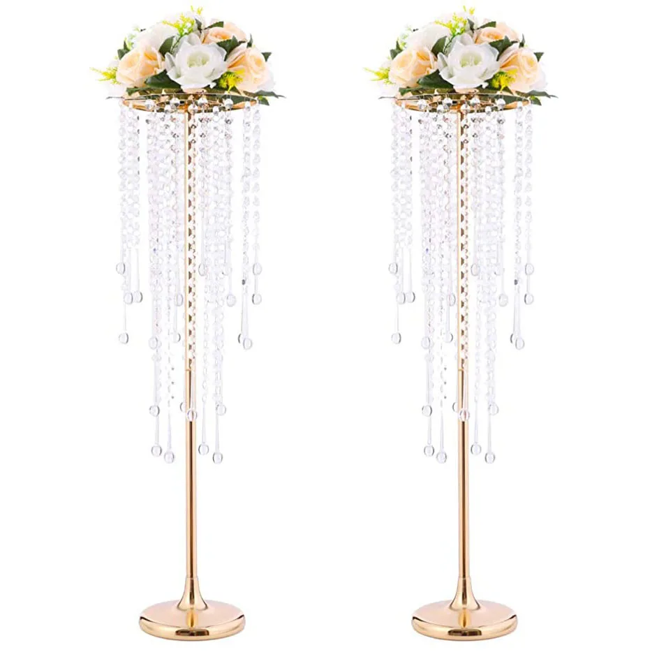 Goldene Vase als Hochzeitstisch-Mittelstück, Outdoor-Heimdekoration, Eleganter Blumenständer für besondere Anlässe – Detail 7