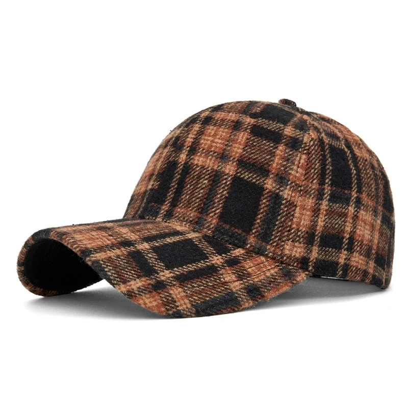 Hüte für Männer und Frauen, neue klassische karierte Baseballkappe für Herbst und Winter, hartkrempige, gesichtsschlankmachende Entenschnabelkappe, Sonnenhut – Detail 13