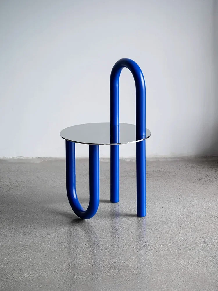 Italian designer medieval Bauhaus dining chair light luxury high sense creative art stainless steel back chair