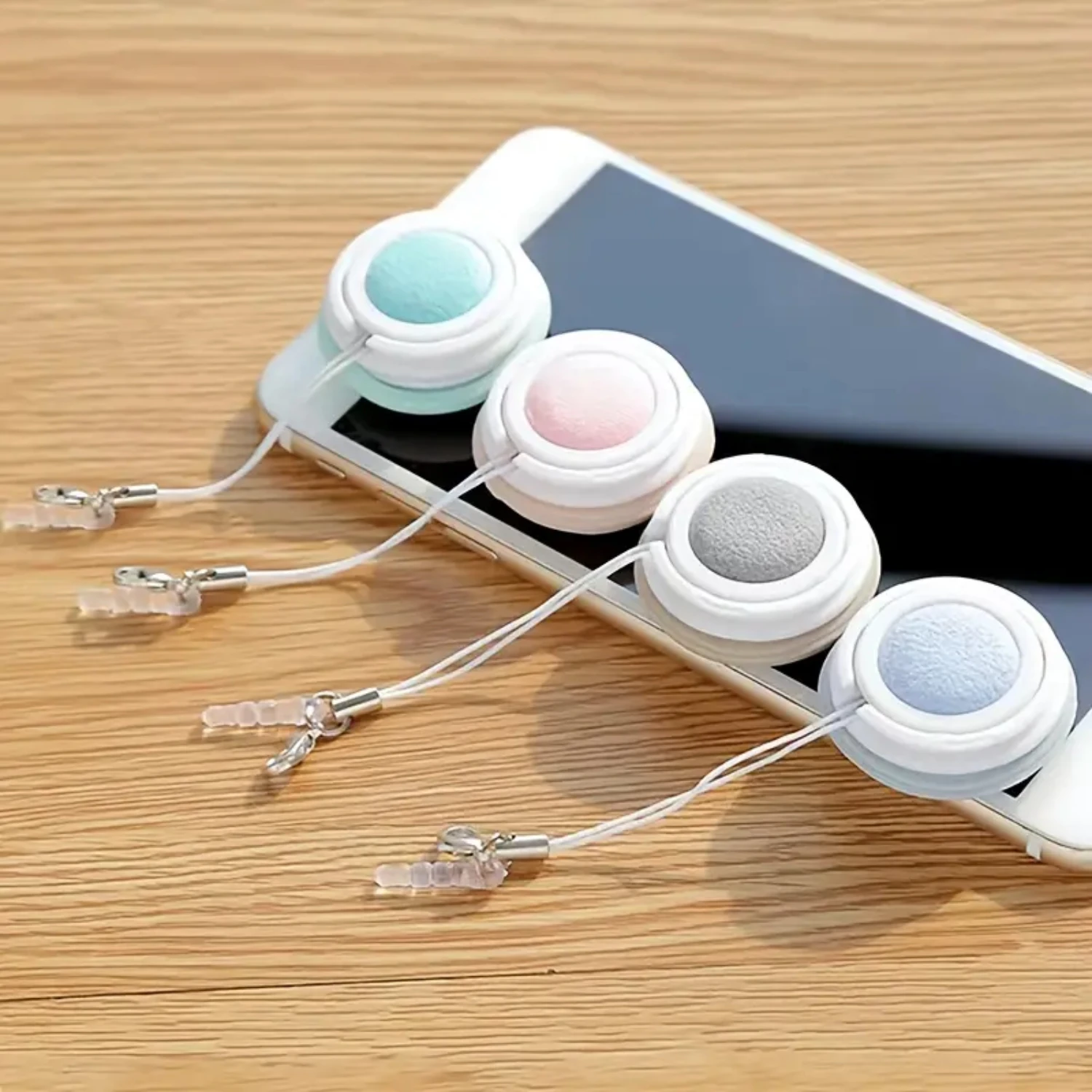 

Compact and portable Mini mobile phone camera lens wiper and eyeglass cleaner pendant, perfect for 1.38*0.63" devices. Handy and