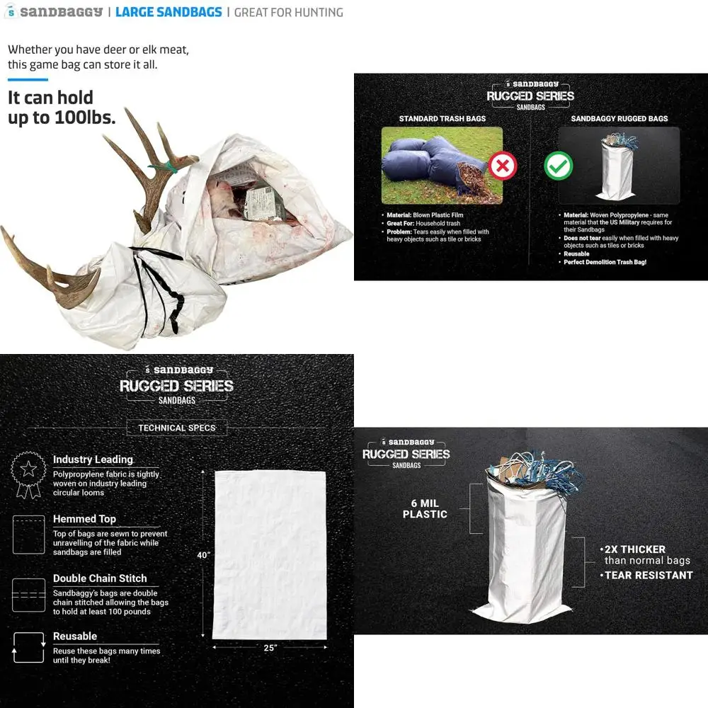 

Extra Large Heavy-Duty Contractor Sandbags - 25 x 40 - 6 Mil Thick, 25 Pack