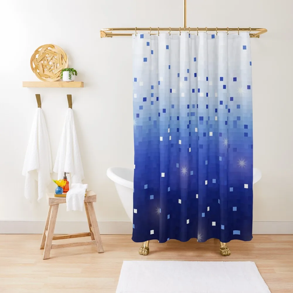 

Blue Square Confetti Shower Curtain Toilet Accessories Bathroom Bathroom Shower Set Funny Shower Waterproof Curtain