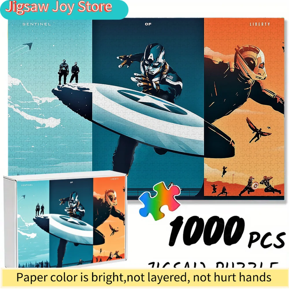 

MARVEL Captain America Suitable for Adults & Families - -Themed Jigsaw Puzzle with Iconic Superhero Storyboard Design, Thicken