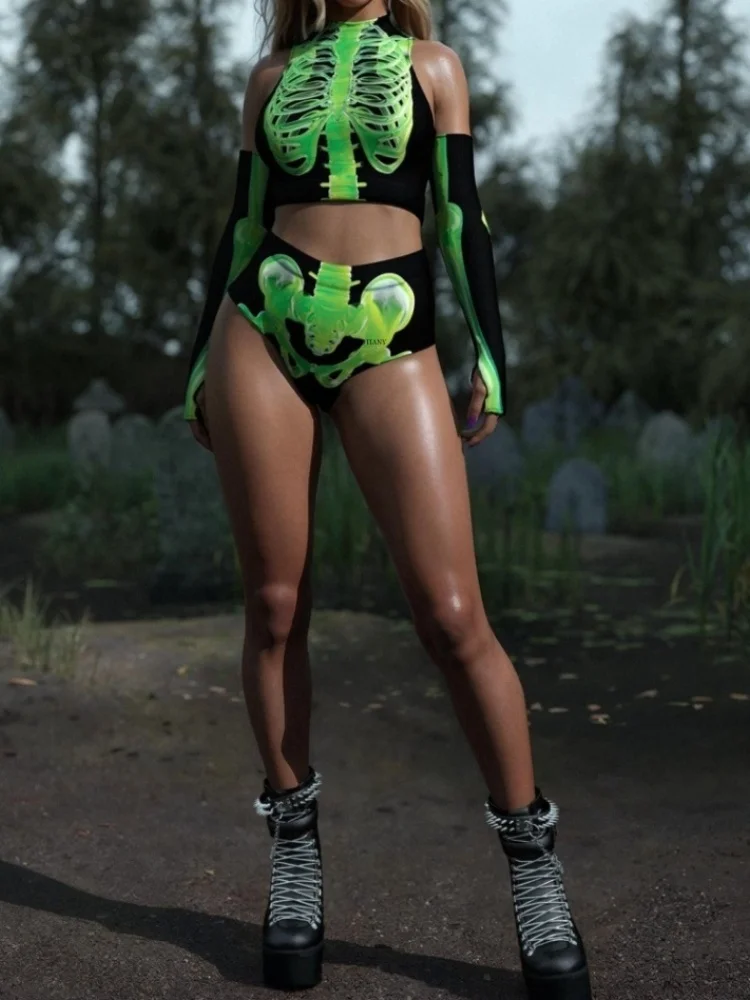 

Women's Sexy Skull 3D Printed Swimsuit Cosplay Costume Halloween Carnival Party Swimwear Stage Performance Costume Zentai Suit